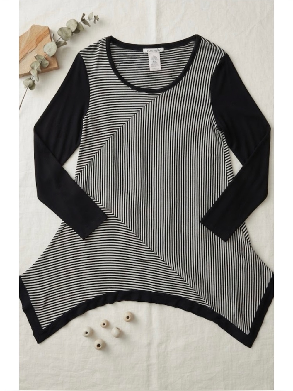 Philosophy Long Sleeve Scoop Neck Striped Sharkbite Tunic Top *Read*